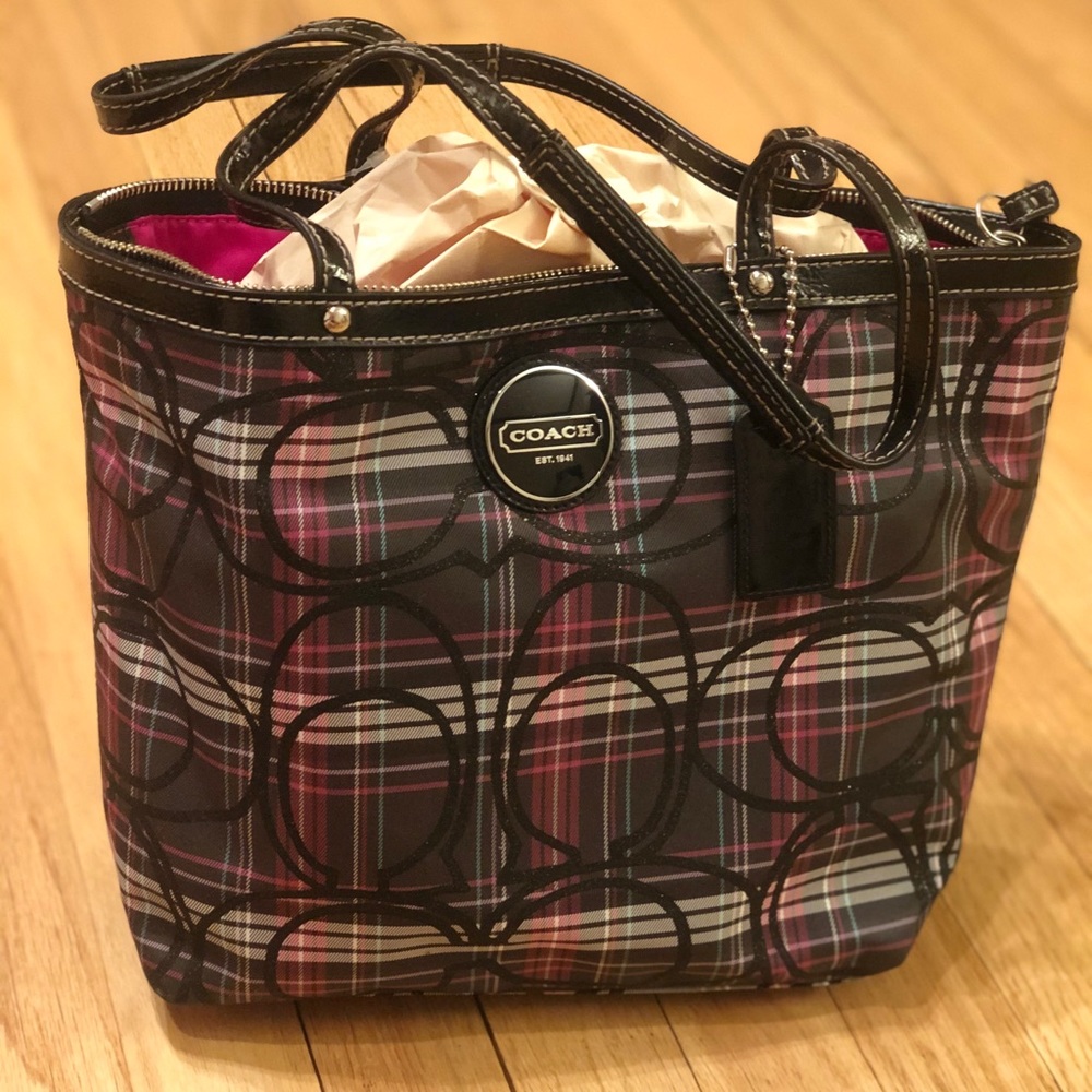Coach checkered tote bag